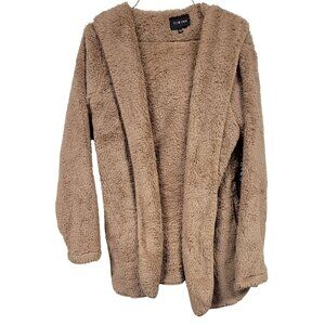 Cozy Teddy Cardi Hoodie Mocha Ultra Soft L ByTiming